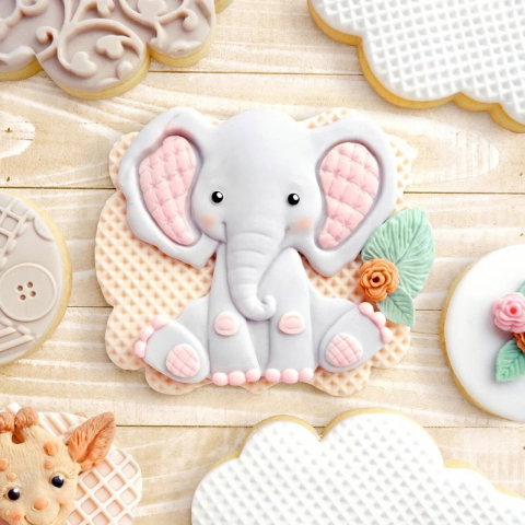 Mulaj Silicon Baby Jungle Elefant si Floricica, 2 Subiecte Ø 1.6 si 7 cm [2]
