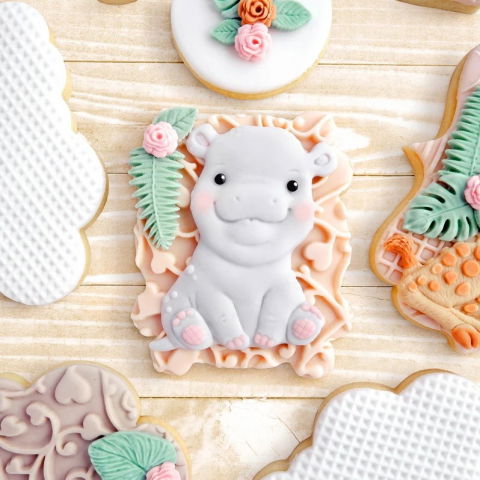 Mulaj Silicon Baby Jungle Hipopotam si Fundita, 2 Subiecte Ø 0.9 si 6.4 cm [3]