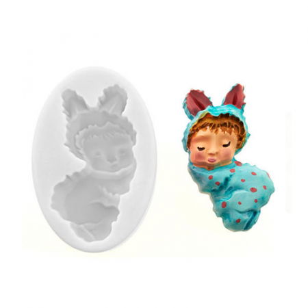 Mulaje de Silicon - Mulaj Silicon Bebelus Iepuras, 2.5 x 1.5 cm (SLK405)