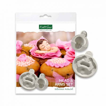 Ustensile Decorare Tort - Mulaj Silicon Bust cu Brate Figurine 3D Ø 6.8 cm, Set 2 Mulaje