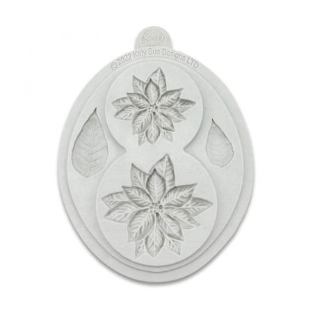 Ustensile Decorare Tort - Mulaj Silicon Craciunita cu Frunze Katy Sue Ø 5 - 4 cm, 4 Decoruri