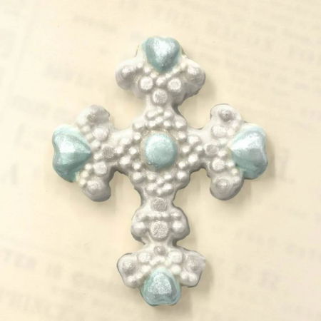 Ustensile Decorare Tort - Mulaj Silicon Cruce cu Pietre Pretioase 4.5 x 3.2 x 0.4 cm