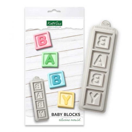 Ustensile Decorare Tort - Mulaj Silicon Cuburi Inscriptionate Baby, 4 Subiecte Ø 3.5 cm