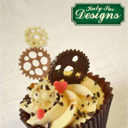 Ustensile Decorare Tort - Mulaj Silicon Decor Vintage/Industrial - Roti Dintate si Angrenaje Ø 10 cm