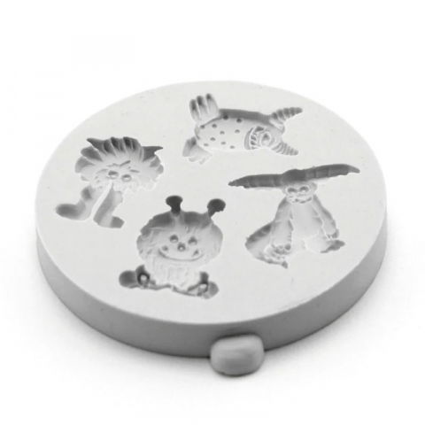 Ustensile Decorare Tort - Mulaj Silicon Monstri, 4 Subiecte