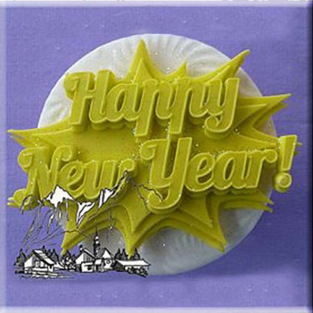 Mulaje de Silicon - Mulaj Silicon Placuta cu "Happy New Year" 8 x 5.8 cm