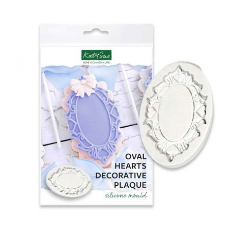 Ustensile Decorare Tort - Mulaj Silicon Rama Ovala cu Inimioare, 10.7 x 6.6 cm