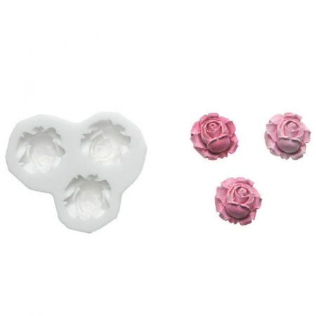 Mulaje de Silicon - Mulaj Silicon Trandafiri, 3 Subiecte, Ø 2.2 cm (SLK351)