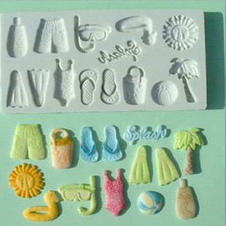 Ustensile Decorare Tort - Mulaj Silicon Vacanta la Mare, Ø 2 - 2.5 cm, 14 Subiecte