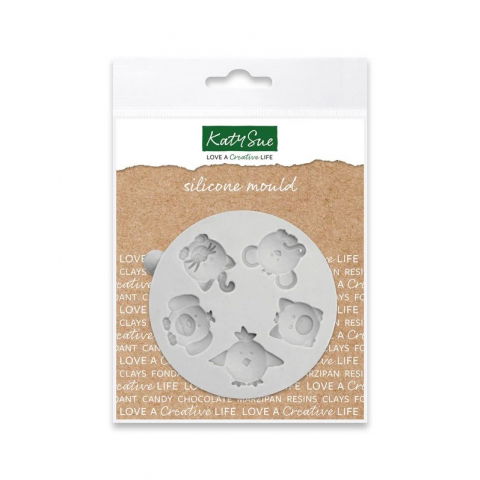 Ustensile Decorare Tort - Mulaj Simpatice Animalute, 5 Subiecte Ø 2.4 - 2.8 cm