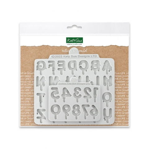 Ustensile Decorare Tort - Mulaje Silicon Alfabet + Cifre Stil Stil LollyPops H 2.8 cm, Set 2 Buc