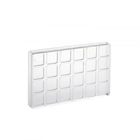 Ciocolaterie - Matrite, Ustensile - Napolitain Ciocolata 3.2 x 3.2 x H 0.4 cm - Matrita Policarbonat Lines, 24 cavitati, 5 gr