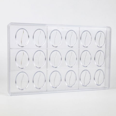 Ciocolaterie - Matrite, Ustensile - Napolitain Ciocolata 4 x 2.8 x H 0.4 cm - Matrita Policarbonat Cafea, 18 cavitati, 4 gr