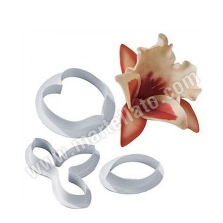 Ustensile Decor Pasta de Zahar - Orhidee Panse - Decupatoare Plastic Ø 5.7 - 9.6 cm, Set 3 Buc