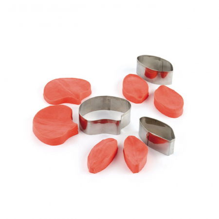 Ustensile Decor Pasta de Zahar - Orhidee Phalaenopsis Petale - Decupatoare Inox si Mulaje Silicon Ø 5 - 6 cm, Set 9 Buc