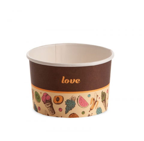 Ustensile Inghetata, Gelaterie - Pahar Carton Inghetata Groovy, Ø 10.3 x H 6.4 cm, 370 ml, Set 54 buc