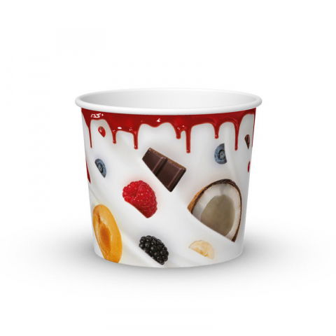 Ustensile Inghetata, Gelaterie - Pahar Carton Inghetata Milky, Ø 10.3 x H 8.5 cm, 500 ml, Set 50 buc