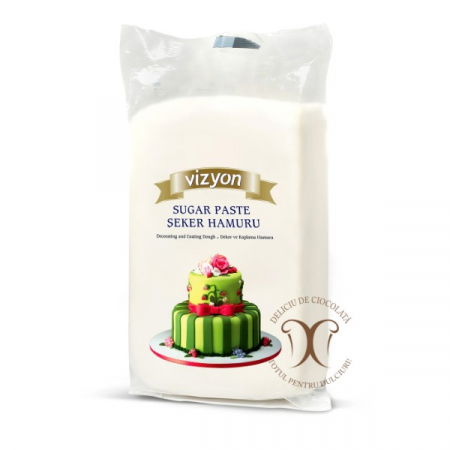 Fondant, Pasta de Zahar, Icing - Pasta de Zahar Alba, Acoperire si Decorare, fara E171, 1 kg, Vizyon