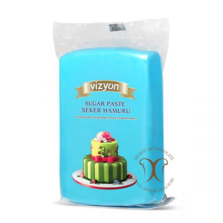 Pasta de zahar de acoperit si decoruri - Pasta de Zahar Albastru, Acoperire si Decoruri, 1 kg, Vizyon