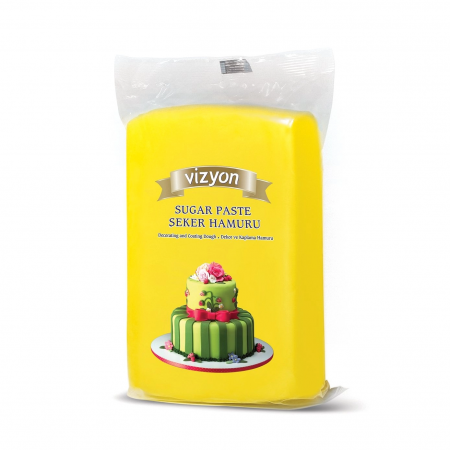 Fondant, Pasta de Zahar, Icing - Pasta de Zahar Galben, Acoperire si Decoruri, 1 kg, Vizyon