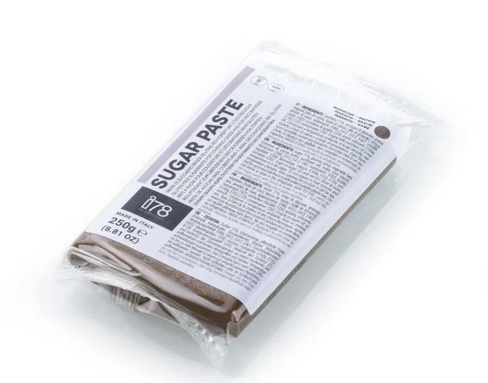 Pasta de zahar de acoperit si decoruri - Pasta de Zahar Maro Cacao, fara Gluten, pentru Acoperire si Decoruri, 250 g, Silikomart