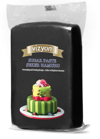 Pasta de zahar de acoperit si decoruri - Pasta de Zahar Negru, Acoperire si Decoruri, 1 kg, Vizyon