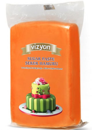 Pasta de zahar de acoperit si decoruri - Pasta de Zahar Portocaliu, Acoperire si Decoruri, 1 kg, Vizyon