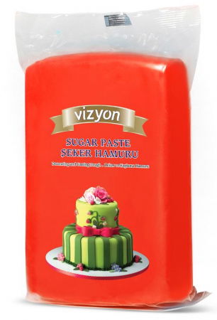 Fondant, Pasta de Zahar, Icing - Pasta de Zahar Rosu, Acoperire si Decoruri, 1 kg, Vizyon