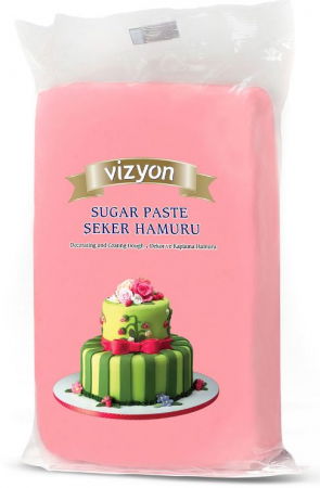 Pasta de zahar de acoperit si decoruri - Pasta de Zahar Roz, Acoperire si Decoruri, 1 kg, Vizyon