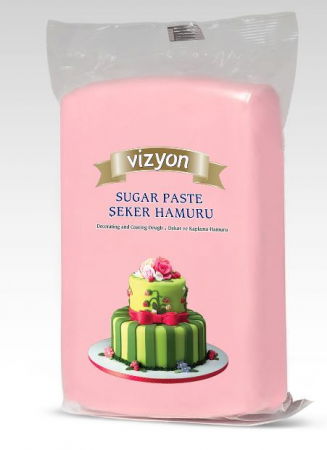 Pasta de zahar de acoperit si decoruri - Pasta de Zahar Roz Deschis, Acoperire si Decoruri, 1 kg, Vizyon