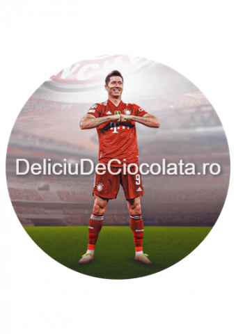 Fotbal, Sport - Pasta Zahar imprimata Fotbal Lewandowski Model 1, Ø 20 cm