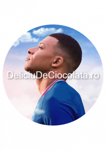 Fotbal, Sport - Pasta Zahar imprimata Fotbal Mbappe Model 2, Ø 20 cm