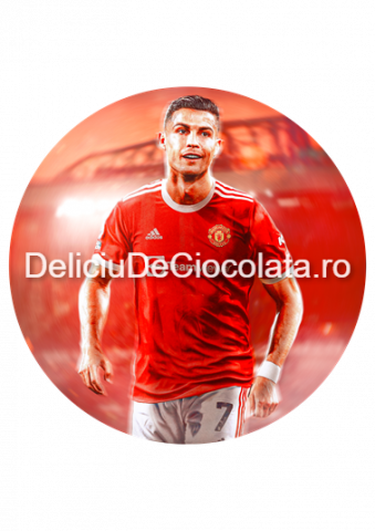 Fotbal, Sport - Pasta Zahar imprimata Fotbal Ronaldo Model 2, Ø 20 cm