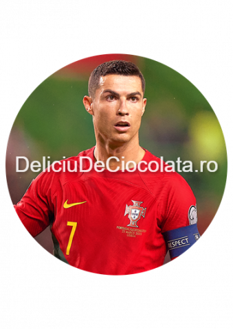 Fotbal, Sport - Pasta Zahar imprimata Fotbal Ronaldo Model 4, Ø 20 cm