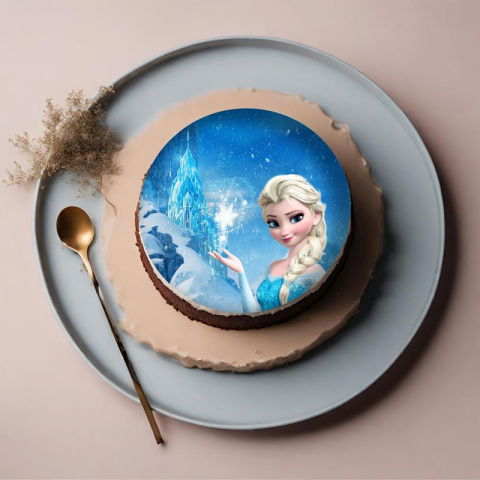 Decoratiuni Comestibile, Decor Tort - Pasta Zahar imprimata Frozen Model 2, Ø 20 cm