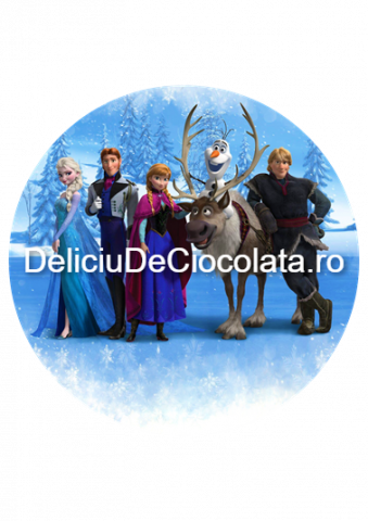 Decoratiuni Comestibile, Decor Tort - Pasta Zahar imprimata Frozen Model 4, Ø 20 cm