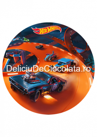 Decoratiuni Comestibile, Decor Tort - Pasta Zahar imprimata Hot Wheels Model 1, Ø 20 cm