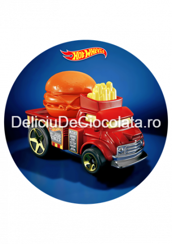 Decoratiuni Comestibile, Decor Tort - Pasta Zahar imprimata Hot Wheels Model 4, Ø 20 cm