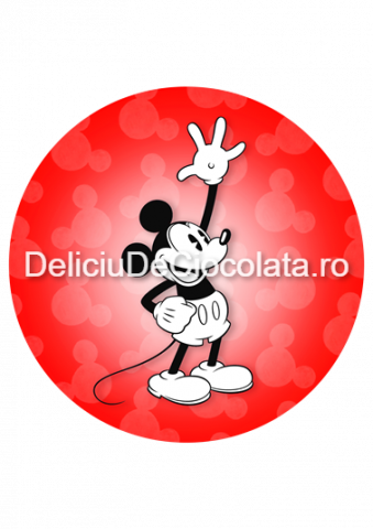 Decoratiuni Comestibile, Decor Tort - Pasta Zahar imprimata Mickey Mouse Model 1, Ø 20 cm