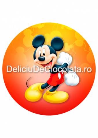 Decoratiuni Comestibile, Decor Tort - Pasta Zahar imprimata Mickey Mouse Model 3, Ø 20 cm