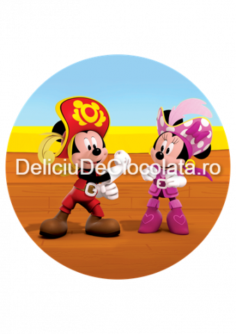 Decoratiuni Comestibile, Decor Tort - Pasta Zahar imprimata Mickey Mouse Model 5, Ø 20 cm