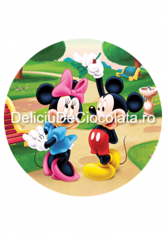 Decoratiuni Comestibile, Decor Tort - Pasta Zahar imprimata Mickey Mouse Model 7, Ø 20 cm