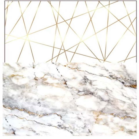 Decoratiuni Comestibile, Decor Tort - Pasta Zahar imprimata, Nunta Model ArtDeco Maromorat, 60x41 cm, Set 4 Buc