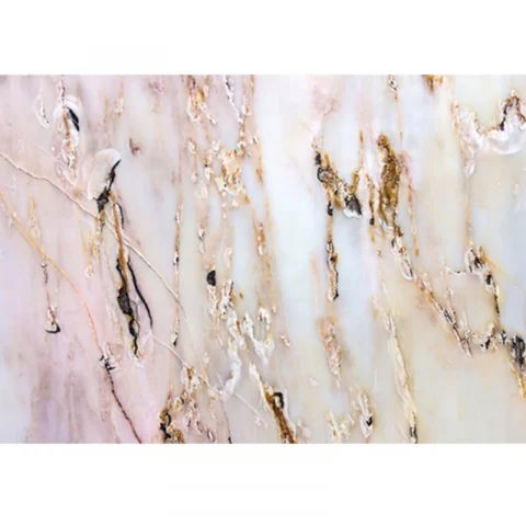 Decoratiuni Comestibile, Decor Tort - Pasta Zahar imprimata, Nunta Model Marmorat Roz si Auriu, 60x41 cm, Set 4 Buc