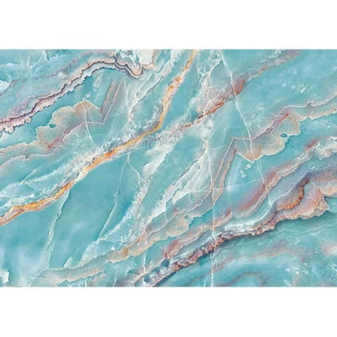 Decoratiuni Comestibile, Decor Tort - Pasta Zahar imprimata, Nunta Model Marmorat Turcoise, 60x41 cm, Set 4 Buc