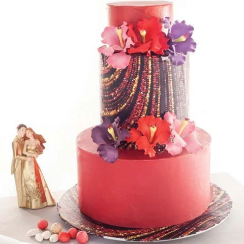 Decoratiuni Comestibile, Decor Tort - Pasta Zahar imprimata, Nunta Model Paiete, 60x41 cm, Set 4 Buc