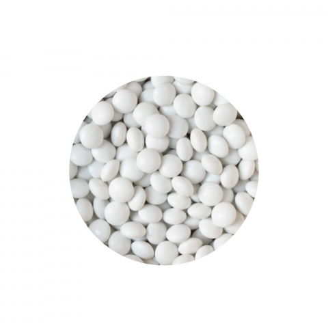 Decoratiuni Comestibile, Decor Tort - Perle Aplatizate Ciocolata Alba Ø 10 mm, 80 gr