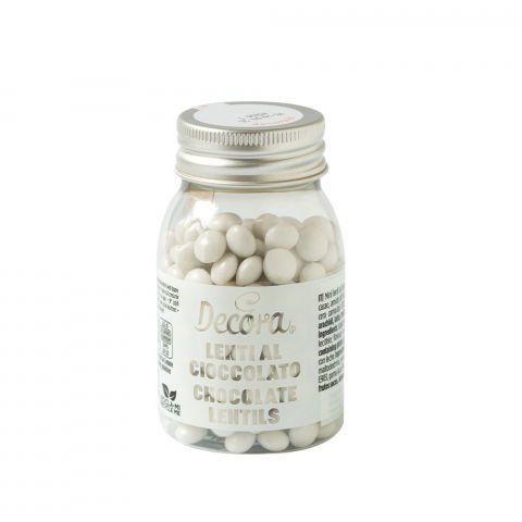 Decoratiuni Comestibile, Decor Tort - Perle Aplatizate Ciocolata Alba Ø 10 mm, 80 gr