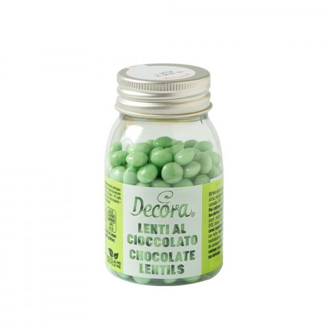 Decoratiuni Comestibile, Decor Tort - Perle Aplatizate Ciocolata Verde Ø 10 mm, 80 gr