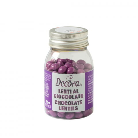 Decoratiuni Comestibile, Decor Tort - Perle Aplatizate Ciocolata Violet Ø 10 mm, 80 gr
